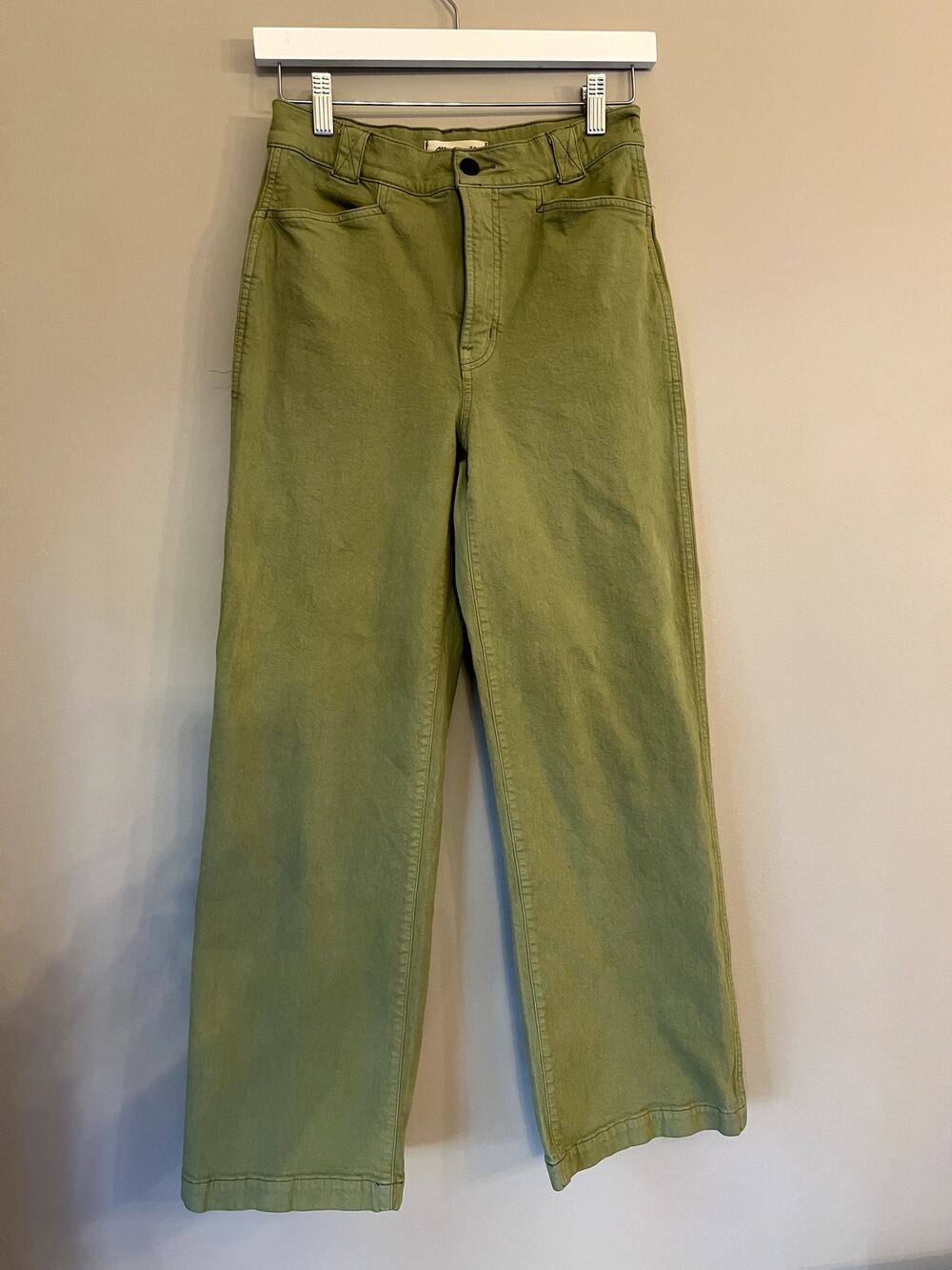 Madewell The Emmett Wide-Leg Pants in Olive Green